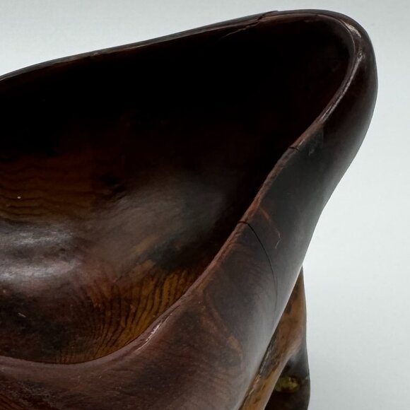 Vintage 1989 Artisan made Wooden Bowl Unusual Decor Brown Signed Eclectic Boho - Picture 6 of 11